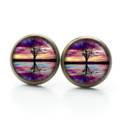 Ohrringe gespiegelter Regenbogen Baum - Edelstahl