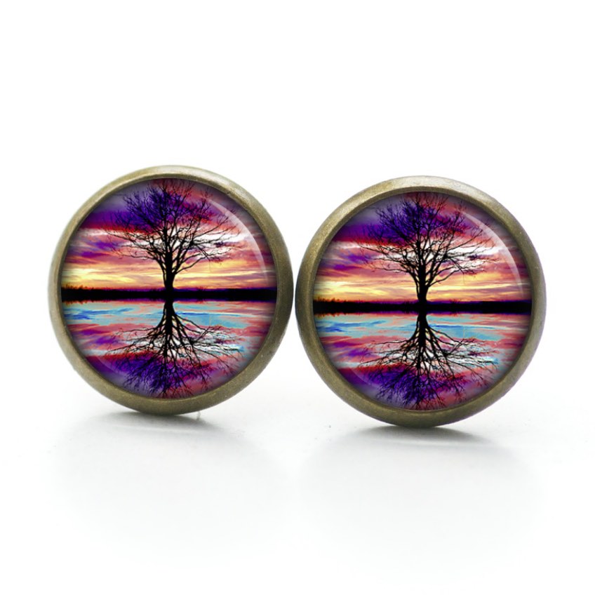 Ohrstecker, Ohrhänger, Clipse & Druckknopf – Motiv gespiegelter Regenbogen Baum – Schmuck aus Edelstahl Ohrstecker, Ohrhänger, Clipse & Druckknopf – Motiv gespiegelter Regenbogen Baum – Schmuck aus Edelstahl