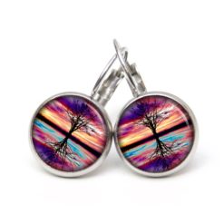 Ohrringe gespiegelter Regenbogen Baum - Edelstahl