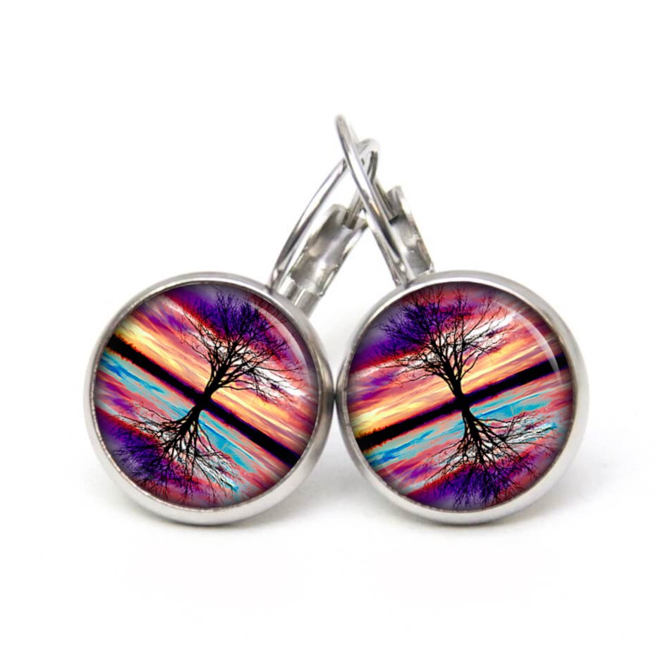 Ohrstecker, Ohrhänger, Clipse & Druckknopf – Motiv gespiegelter Regenbogen Baum – Schmuck aus Edelstahl Ohrstecker, Ohrhänger, Clipse & Druckknopf – Motiv gespiegelter Regenbogen Baum – Schmuck aus Edelstahl