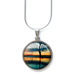 Kette Baum bei Sonnenaufgang - Edelstahl