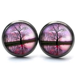 Ohrringe mystische rosa Landschaft - Edelstahl