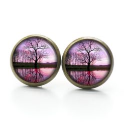 Ohrringe mystische rosa Landschaft - Edelstahl