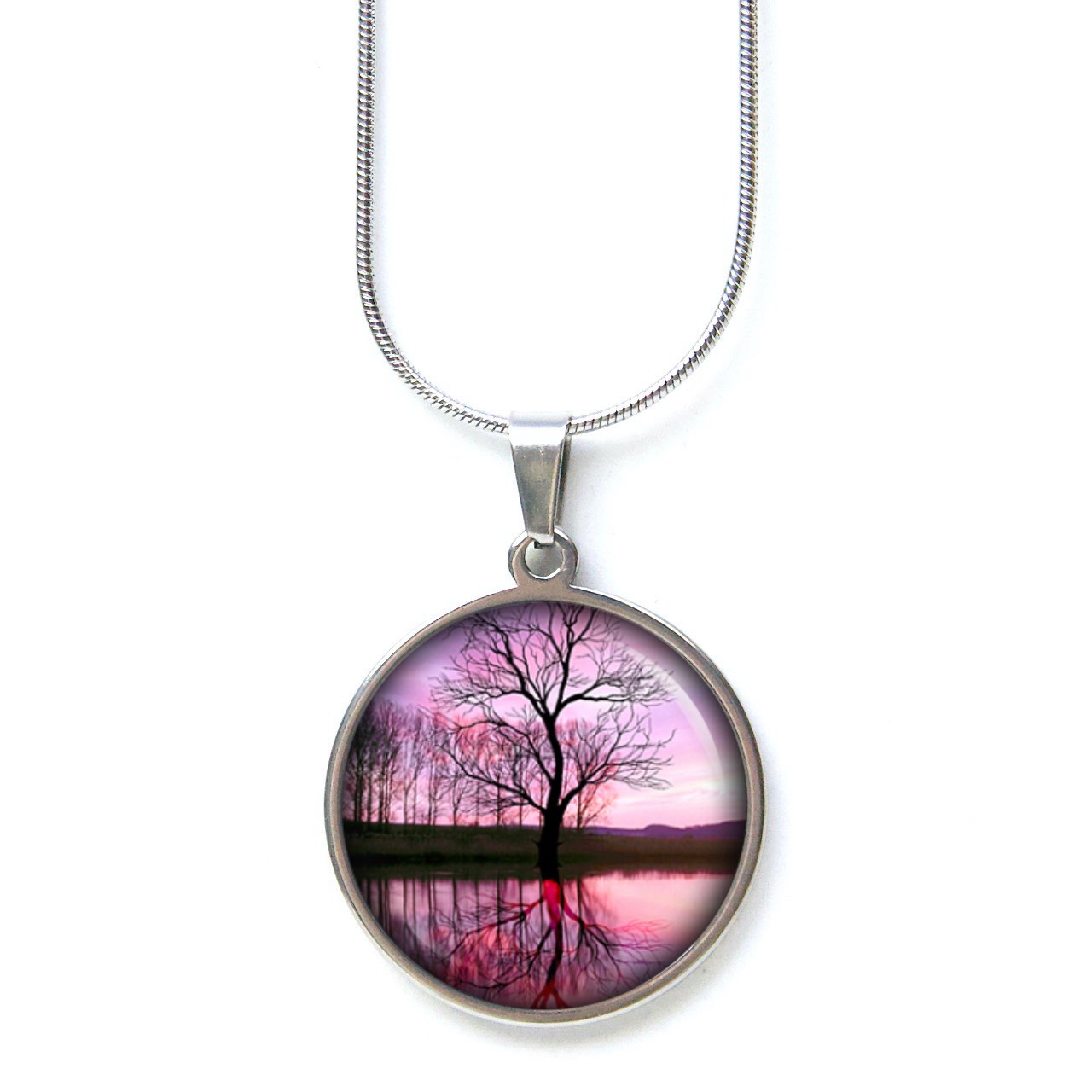 Ohrstecker, Ohrhänger, Clipse & Druckknopf – Motiv mystische rosa Landschaft – Schmuck aus Edelstahl Ohrstecker, Ohrhänger, Clipse & Druckknopf – Motiv mystische rosa Landschaft – Schmuck aus Edelstahl