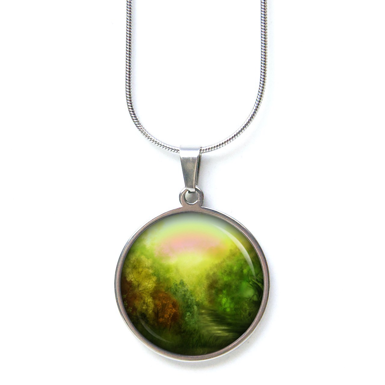 Ohrstecker, Ohrhänger, Clipse & Druckknopf – Motiv grüner mystischer Wald – Schmuck aus Edelstahl Ohrstecker, Ohrhänger, Clipse & Druckknopf – Motiv grüner mystischer Wald – Schmuck aus Edelstahl