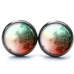 Ohrstecker Ohrhänger Clipse Druckknopf Vögel am Wasser türkis rot