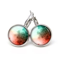 Ohrstecker Ohrhänger Clipse Druckknopf Vögel am Wasser türkis rot