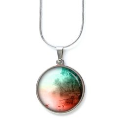 Ohrstecker Ohrhänger Clipse Druckknopf Vögel am Wasser türkis rot