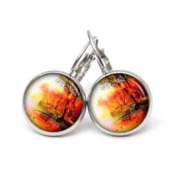 Ohrstecker Ohrhänger Clipse Druckknopf Vögel am Wasser orange rot