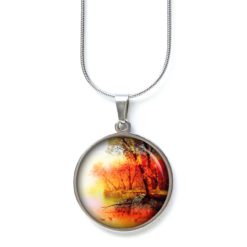 Ohrstecker Ohrhänger Clipse Druckknopf Vögel am Wasser orange rot