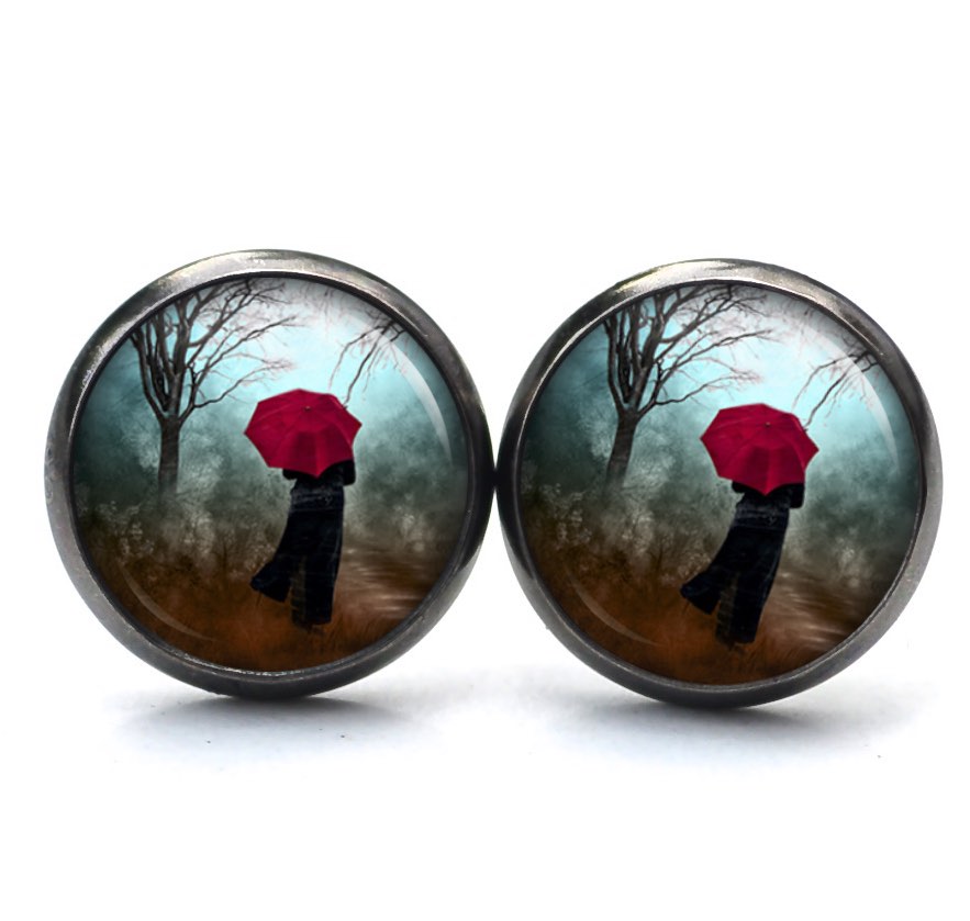 Ohrstecker, Ohrhänger, Clipse & Druckknopf – Motiv roter Schirm Regenschirm – Schmuck aus Edelstahl Ohrstecker, Ohrhänger, Clipse & Druckknopf – Motiv roter Schirm Regenschirm – Schmuck aus Edelstahl