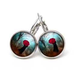 Ohrstecker Ohrhänger Clipse Druckknopf roter Schirm Regenschirm