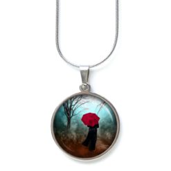 Ohrstecker Ohrhänger Clipse Druckknopf roter Schirm Regenschirm