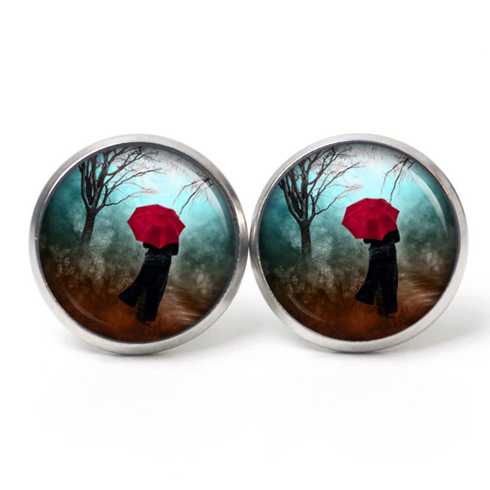 Ohrstecker, Ohrhänger, Clipse & Druckknopf – Motiv roter Schirm Regenschirm – Schmuck aus Edelstahl Ohrstecker, Ohrhänger, Clipse & Druckknopf – Motiv roter Schirm Regenschirm – Schmuck aus Edelstahl