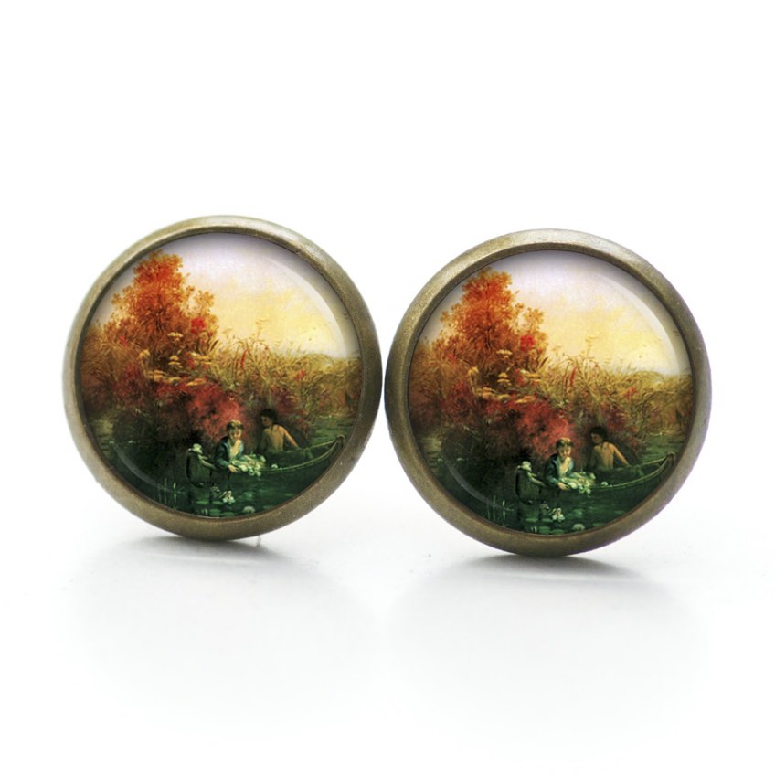 Ohrstecker, Ohrhänger, Clipse & Druckknopf – Motiv Kinder im Boot Orange – Schmuck aus Edelstahl Ohrstecker, Ohrhänger, Clipse & Druckknopf – Motiv Kinder im Boot Orange – Schmuck aus Edelstahl