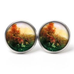 Ohrstecker Ohrhänger Clipse Druckknopf Boot im Schilf orange grün