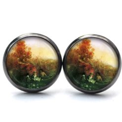 Ohrstecker Ohrhänger Clipse Druckknopf Boot im Schilf orange grün