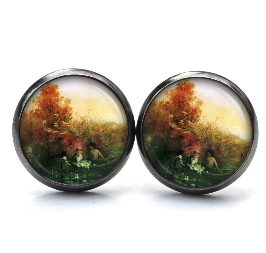 Ohrstecker, Ohrhänger, Clipse & Druckknopf – Motiv Kinder im Boot Orange – Schmuck aus Edelstahl Ohrstecker, Ohrhänger, Clipse & Druckknopf – Motiv Kinder im Boot Orange – Schmuck aus Edelstahl