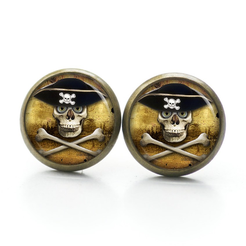 Ohrstecker, Ohrhänger, Clipse & Druckknopf – Motiv Piraten Totenkopf – Schmuck aus Edelstahl Ohrstecker, Ohrhänger, Clipse & Druckknopf – Motiv Piraten Totenkopf – Schmuck aus Edelstahl