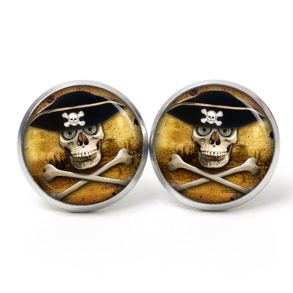 Ohrstecker, Ohrhänger, Clipse & Druckknopf – Motiv Piraten Totenkopf – Schmuck aus Edelstahl Ohrstecker, Ohrhänger, Clipse & Druckknopf – Motiv Piraten Totenkopf – Schmuck aus Edelstahl