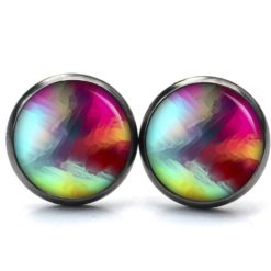 Ohrringe Kunterbunt rot blau grün - Edelstahl