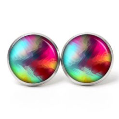 Ohrstecker, Ohrhänger, Clipse & Druckknopf – Motiv Kunterbunt rot pink blau grün – Schmuck aus Edelstahl