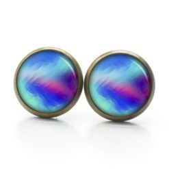 Ohrringe Türkis Blau Pink gemustert - Edelstahl