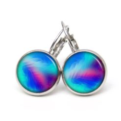 Ohrringe Türkis Blau Pink gemustert - Edelstahl