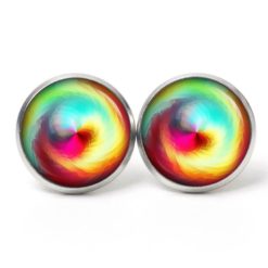 Ohrstecker, Ohrhänger, Clipse & Druckknopf – Motiv bunter Wirbelwind – Schmuck aus Edelstahl