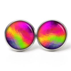 Ohrstecker, Ohrhänger, Clipse & Druckknopf – Motiv Kunterbunt pink grün gelb – Schmuck aus Edelstahl