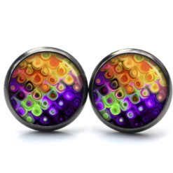 Ohrringe Kunterbunt 60er orange grün - Edelstahl