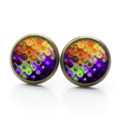 Ohrringe Kunterbunt 60er orange grün - Edelstahl