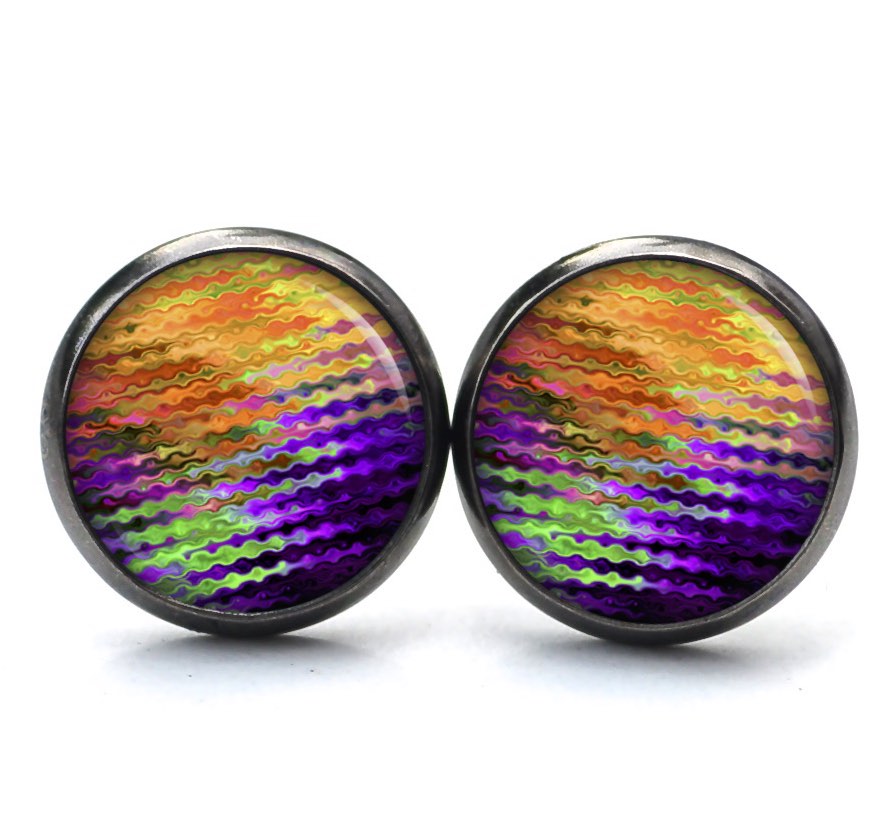 Ohrstecker, Ohrhänger, Clipse & Druckknopf – Motiv Kunterbunt 80er orange grün violett – Schmuck aus Edelstahl Ohrstecker, Ohrhänger, Clipse & Druckknopf – Motiv Kunterbunt 80er orange grün violett – Schmuck aus Edelstahl