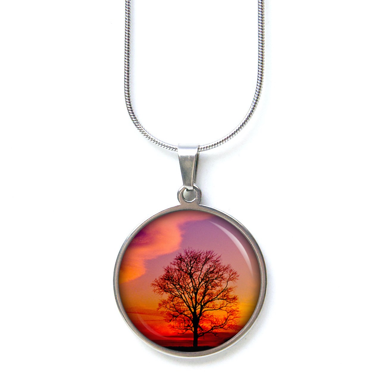 Ohrstecker, Ohrhänger, Clipse & Druckknopf – Motiv Baum Abendrot orange lila – Schmuck aus Edelstahl Ohrstecker, Ohrhänger, Clipse & Druckknopf – Motiv Baum Abendrot orange lila – Schmuck aus Edelstahl