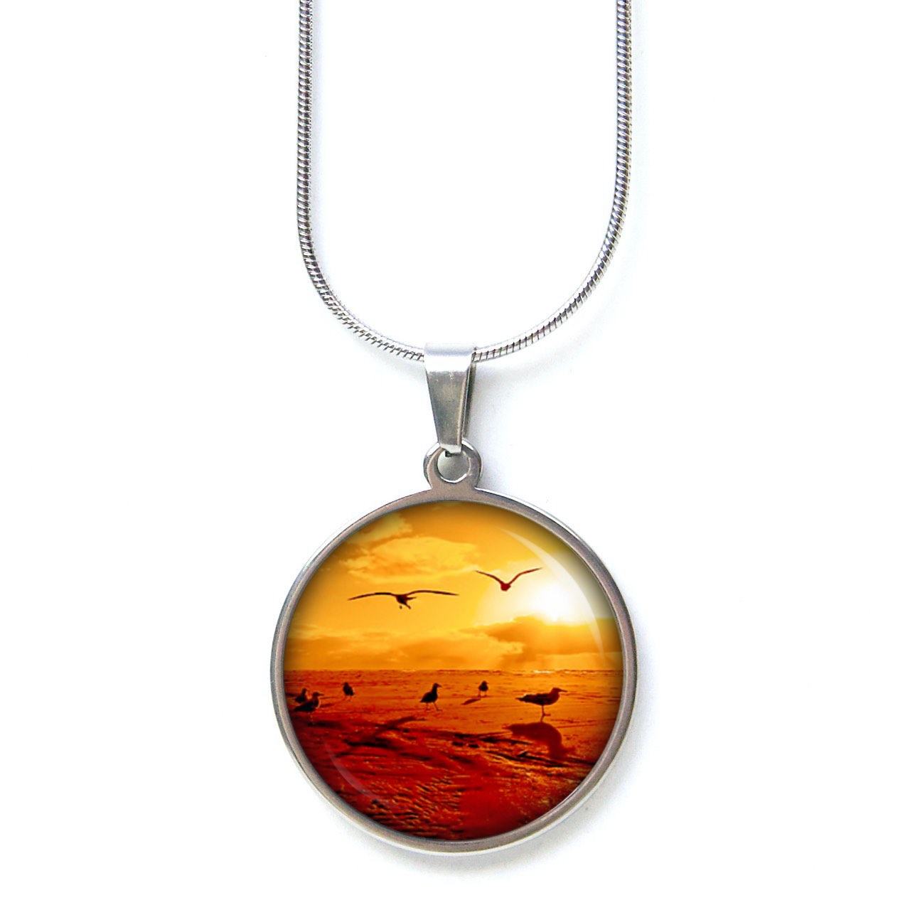 Ohrstecker, Ohrhänger, Clipse & Druckknopf – Motiv Vögel im Sonnenuntergang rot orange – Schmuck aus Edelstahl Ohrstecker, Ohrhänger, Clipse & Druckknopf – Motiv Vögel im Sonnenuntergang rot orange – Schmuck aus Edelstahl