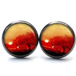 Ohrringe orange feuerroter Baum - Edelstahl