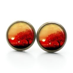 Ohrringe orange feuerroter Baum - Edelstahl