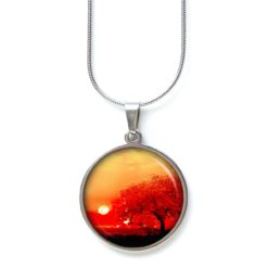 Kette orange feuerroter Baum - Edelstahl