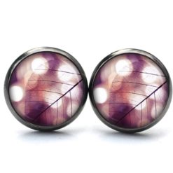 Druckknopf Ohrstecker Ohrhänger Clipse zartes Blatt violett