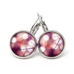 Druckknopf Ohrstecker Ohrhänger Clipse zartes Blatt violett