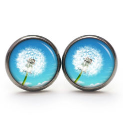 Druckknopf / Ohrstecker / Ohrhänger Pusteblume Löwenzahn Himmel