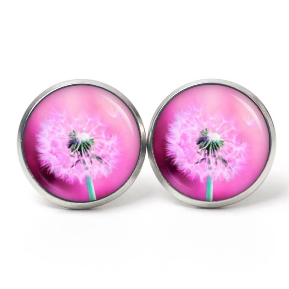 Ohrstecker, Ohrhänger, Clipse & Druckknopf – Motiv Pusteblume Löwenzahn Rosa – Schmuck aus Edelstahl Ohrstecker, Ohrhänger, Clipse & Druckknopf – Motiv Pusteblume Löwenzahn Rosa – Schmuck aus Edelstahl