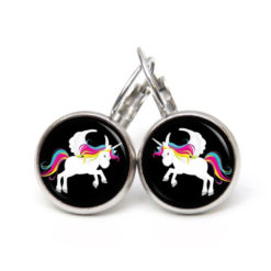 Ohrringe Regenbogen Einhorn Weiß Schwarz - Edelstahl