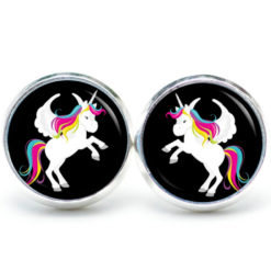 Ohrstecker / Ohrringe Regenbogen Einhorn Weiß und Schwarz