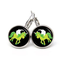 Ohrringe grünes Einhorn Fantasie Welt - Edelstahl
