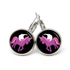 Ohrringe lila Einhorn Fantasie Welt - Edelstahl