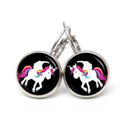 Ohrringe Regenbogen Einhorn Weiß Schwarz -Edelstahl