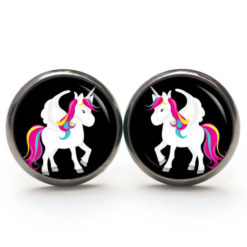 Druckknopf / Ohrstecker / Ohrhänger Regenbogen Einhorn