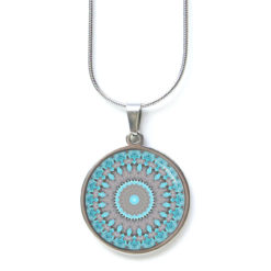 Kette türkis graues Mandala