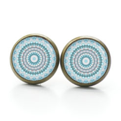 Ohrringe türkis graues Mandala Muster